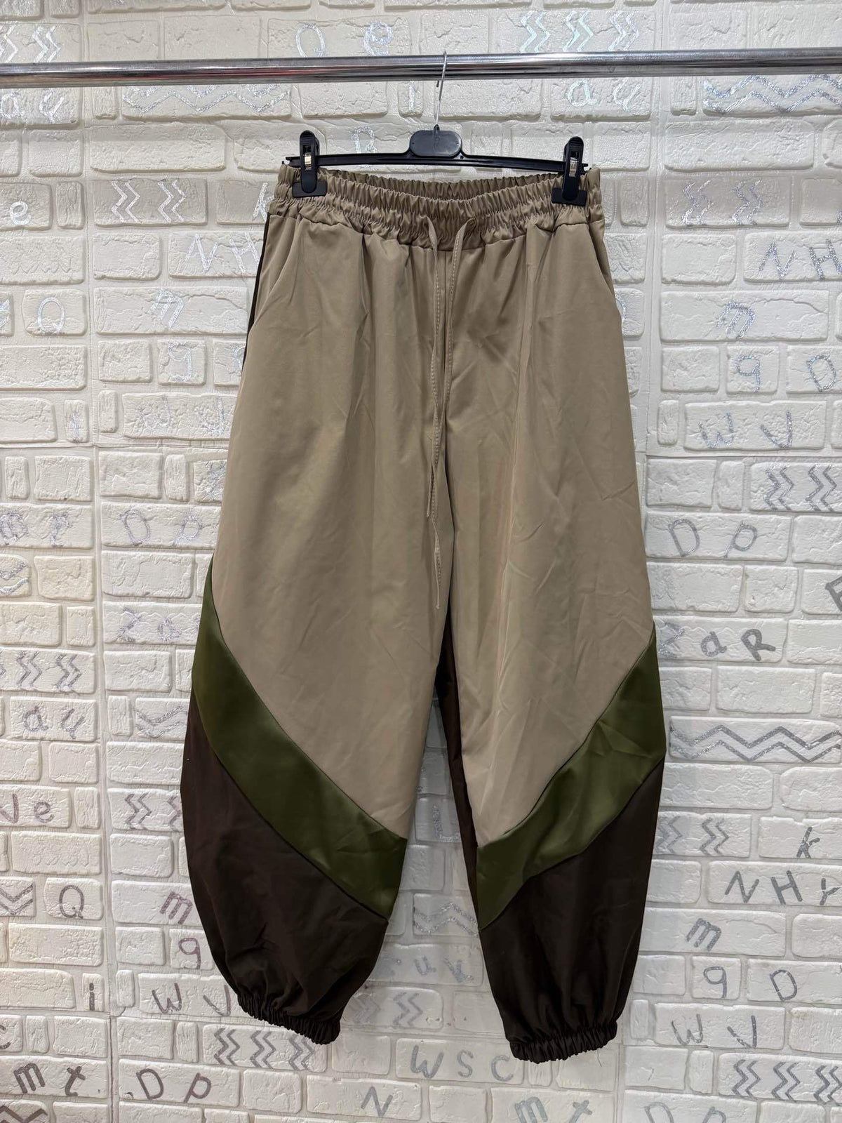 Pantalone Donna Jogger con Inserti a Contrasto - Taglia Unica