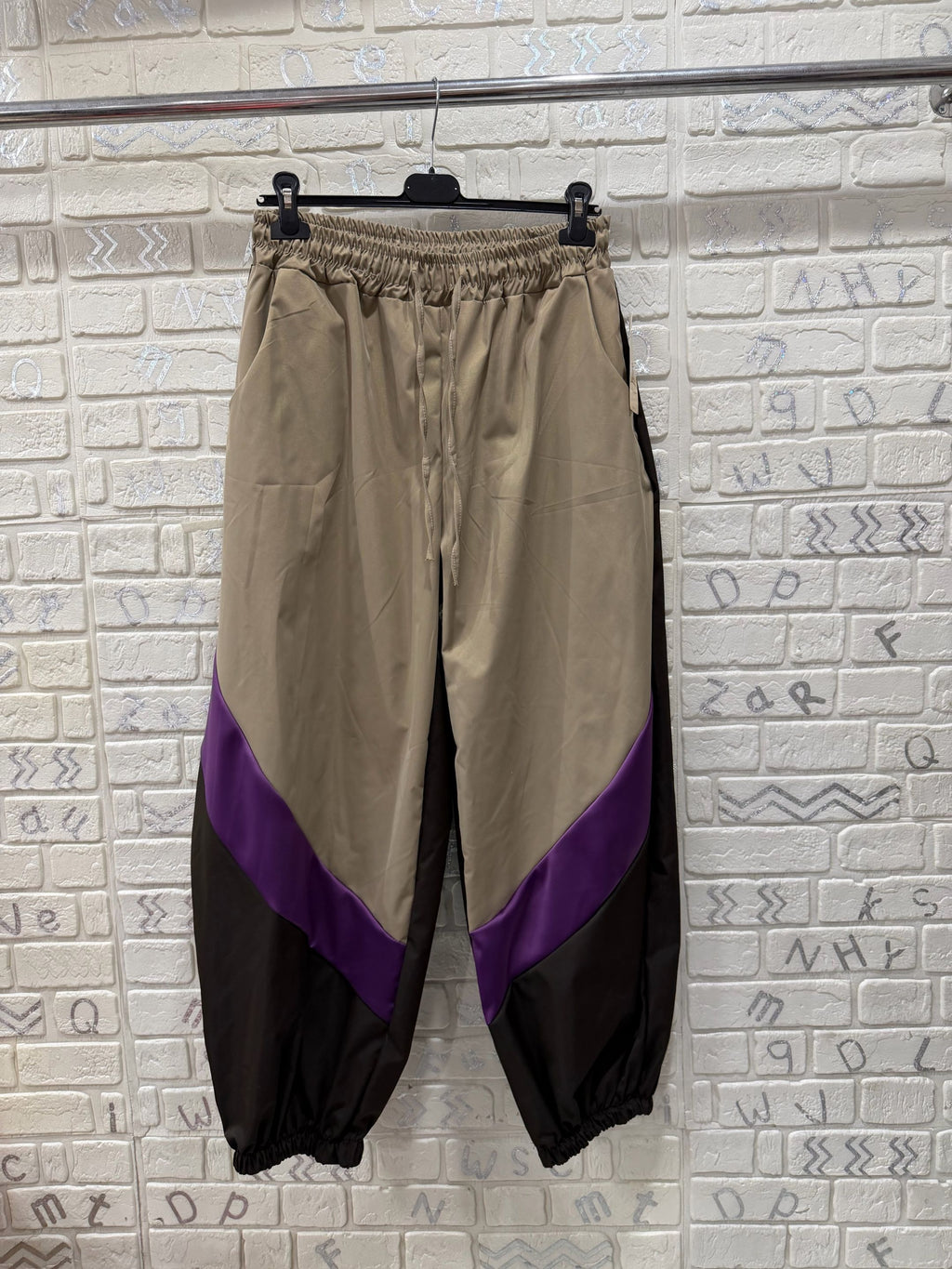 Pantalone Donna Jogger con Inserti a Contrasto - Taglia Unica