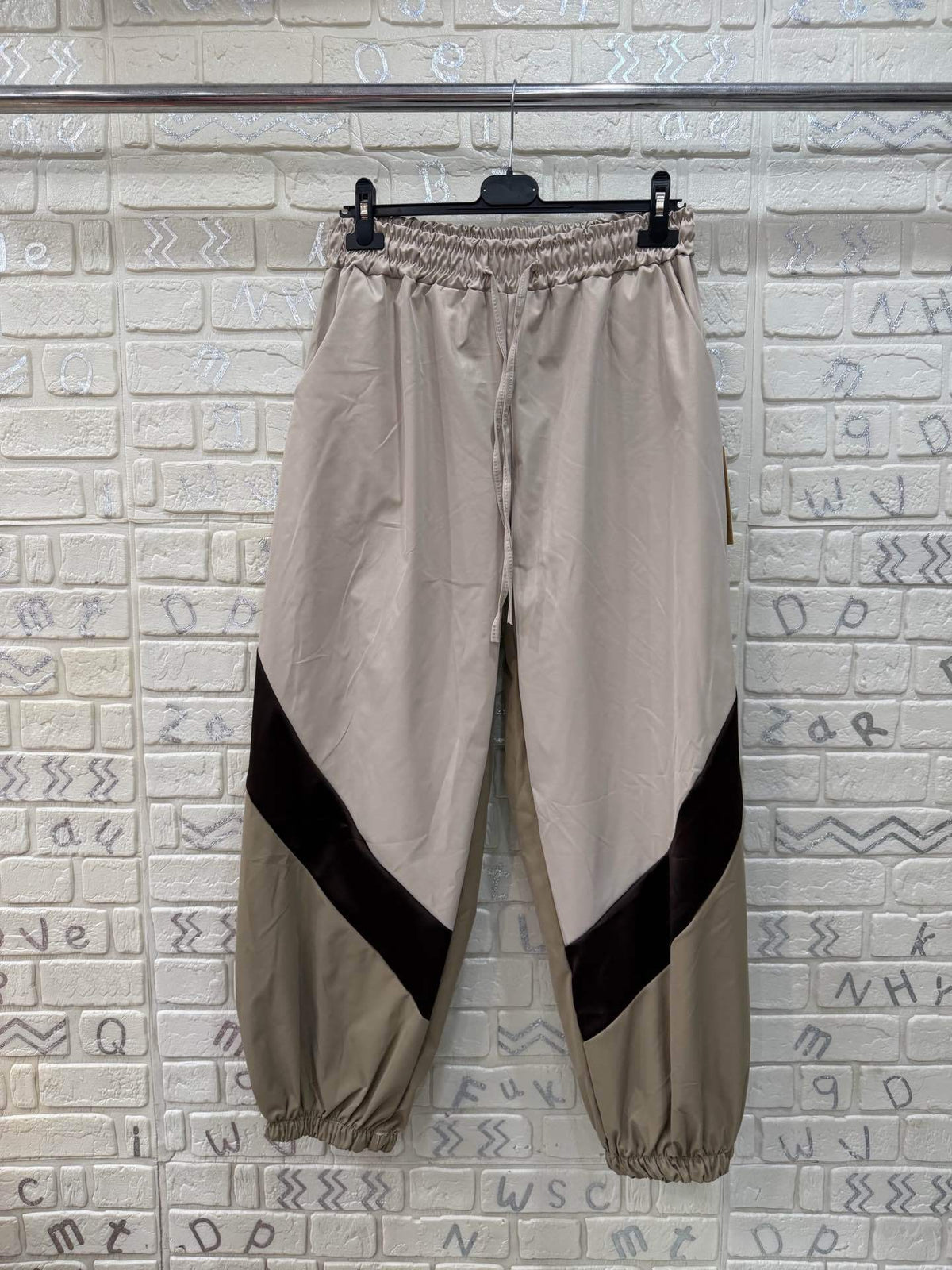 Pantalone Donna Jogger con Inserti a Contrasto - Taglia Unica