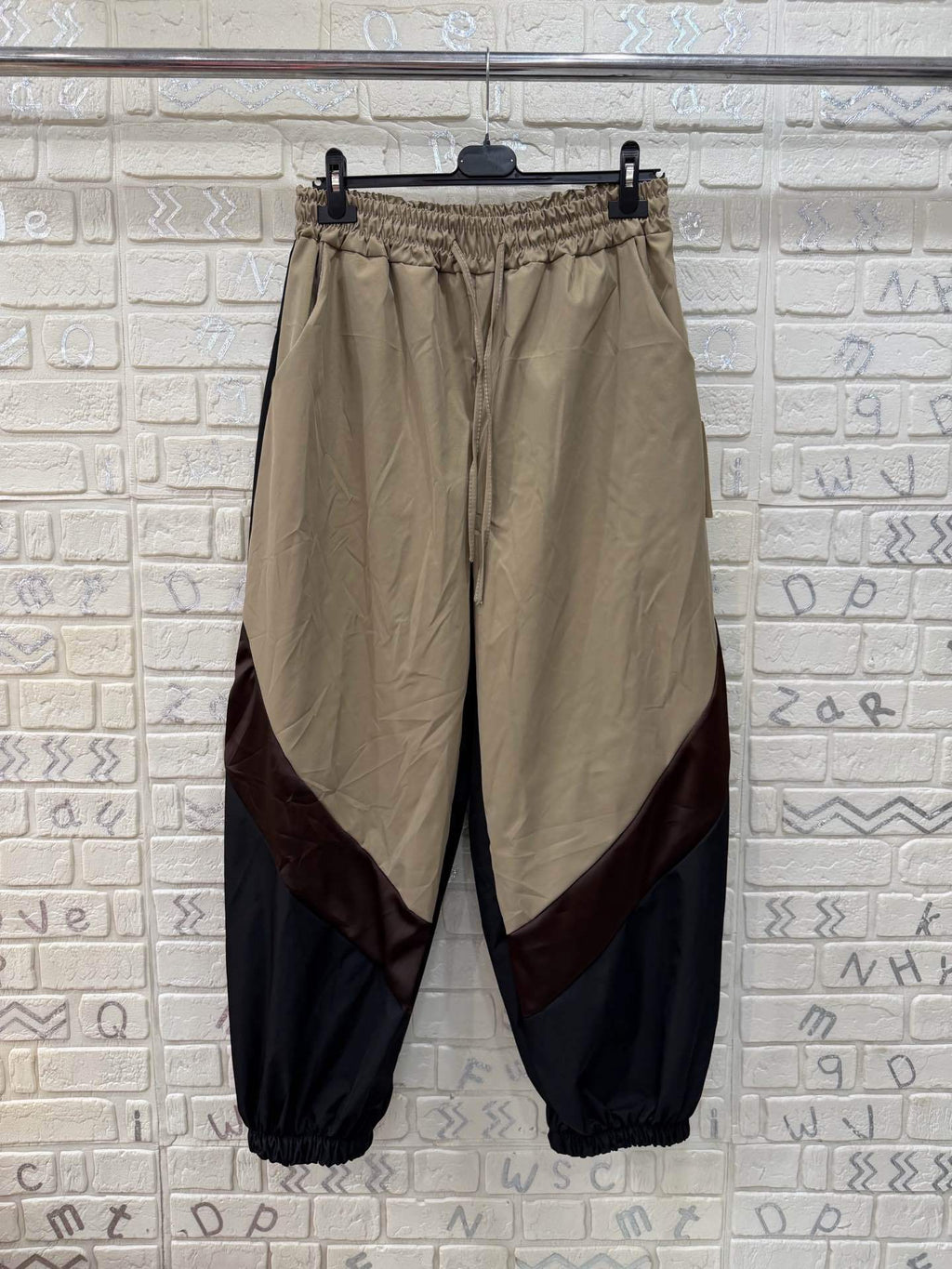 Pantalone Donna Jogger con Inserti a Contrasto - Taglia Unica