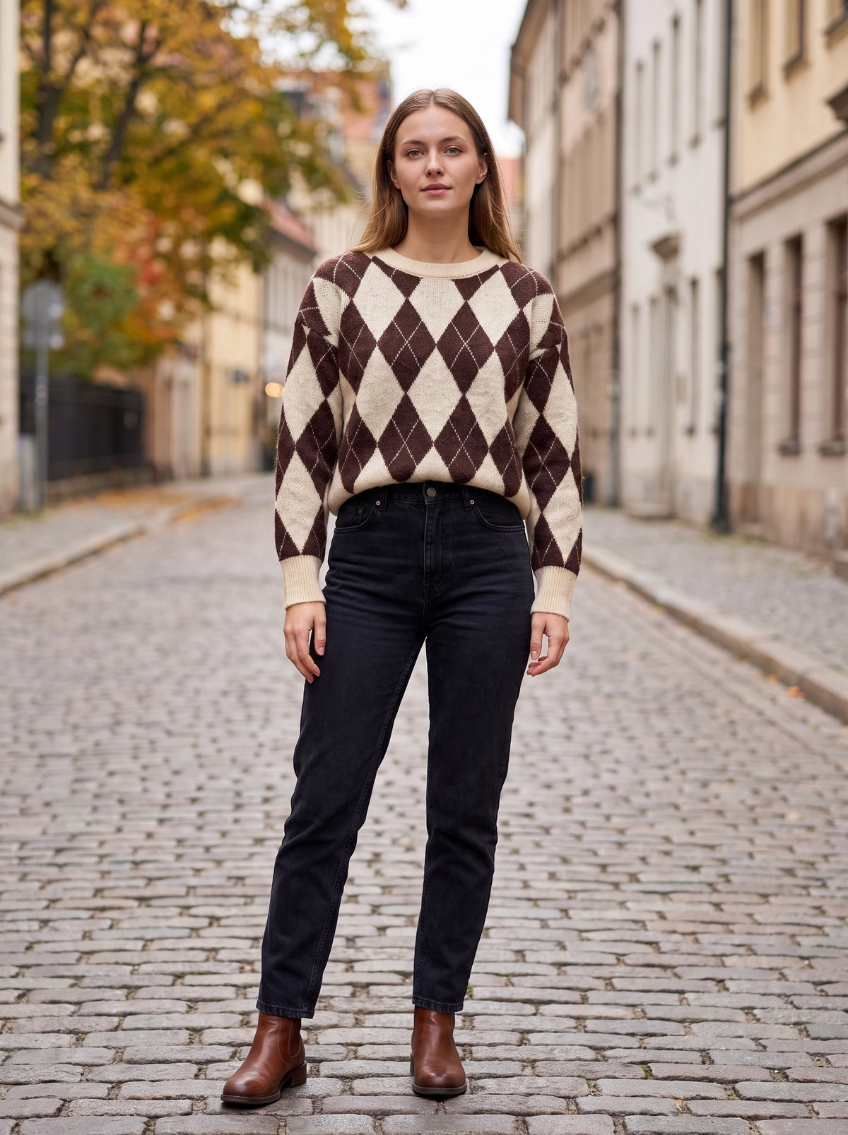 Maglione a rombi oversize – taglia unica, vari colori