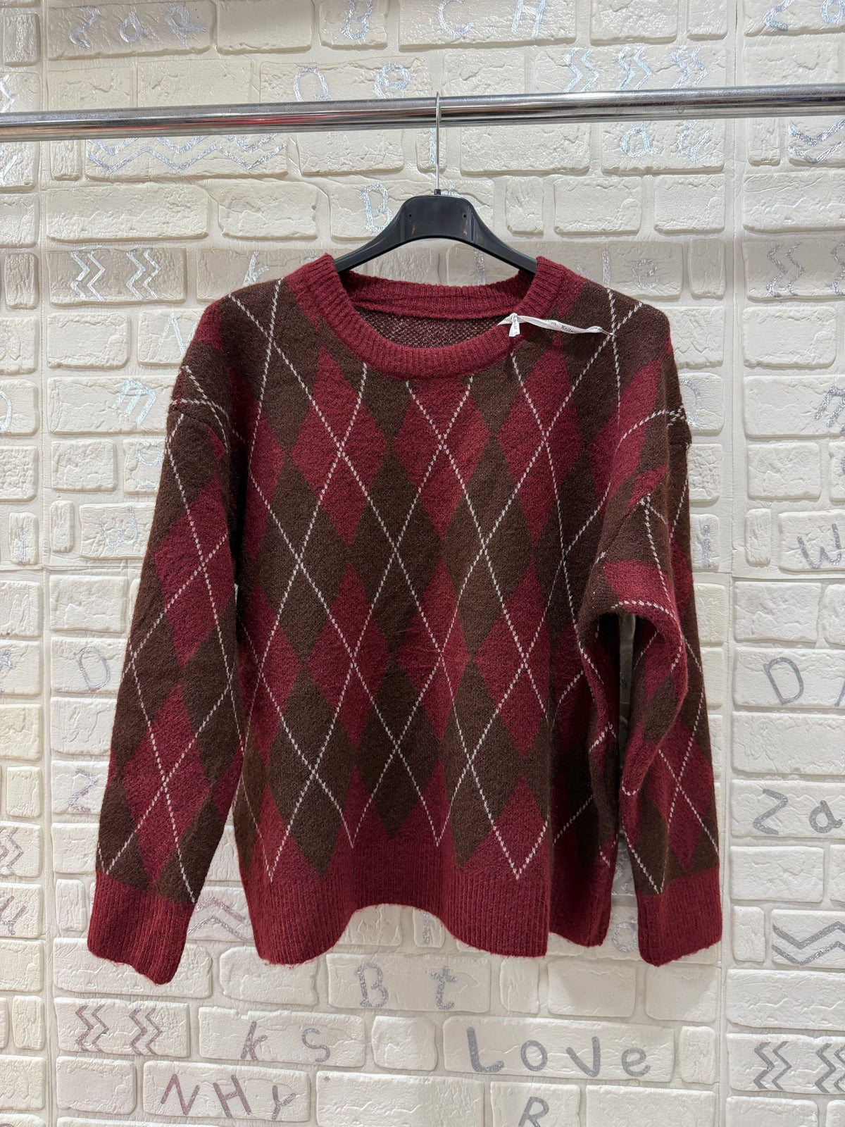 Maglione a rombi oversize – taglia unica, vari colori