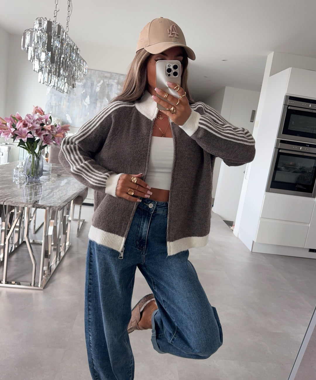Maglione Donna con Zip e Collo Alto a Coste