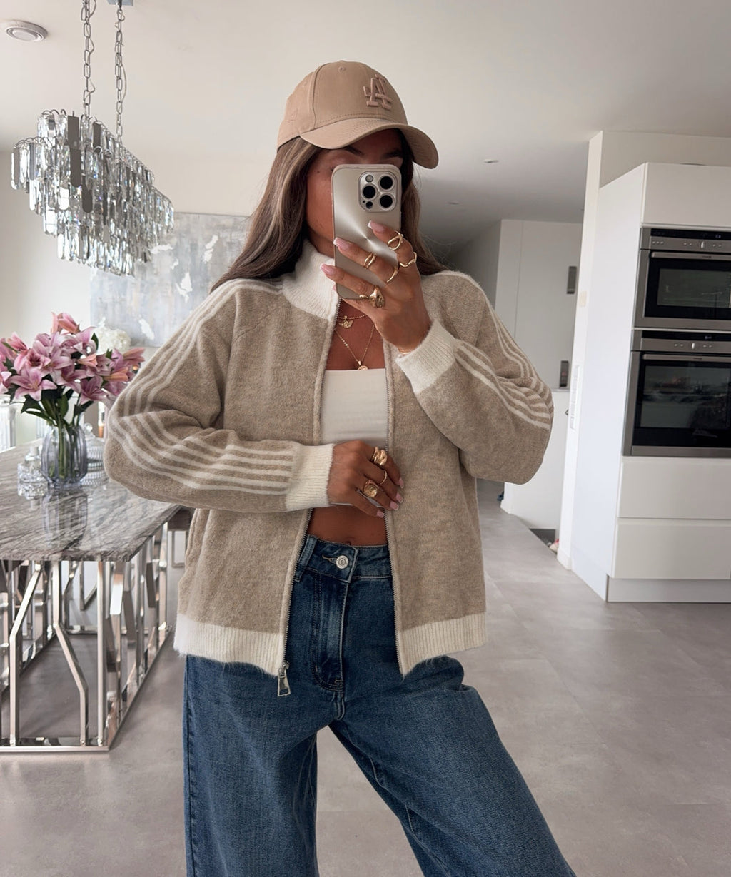 Maglione Donna con Zip e Collo Alto a Coste