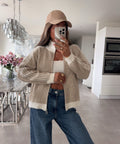 Maglione Donna con Zip e Collo Alto a Coste