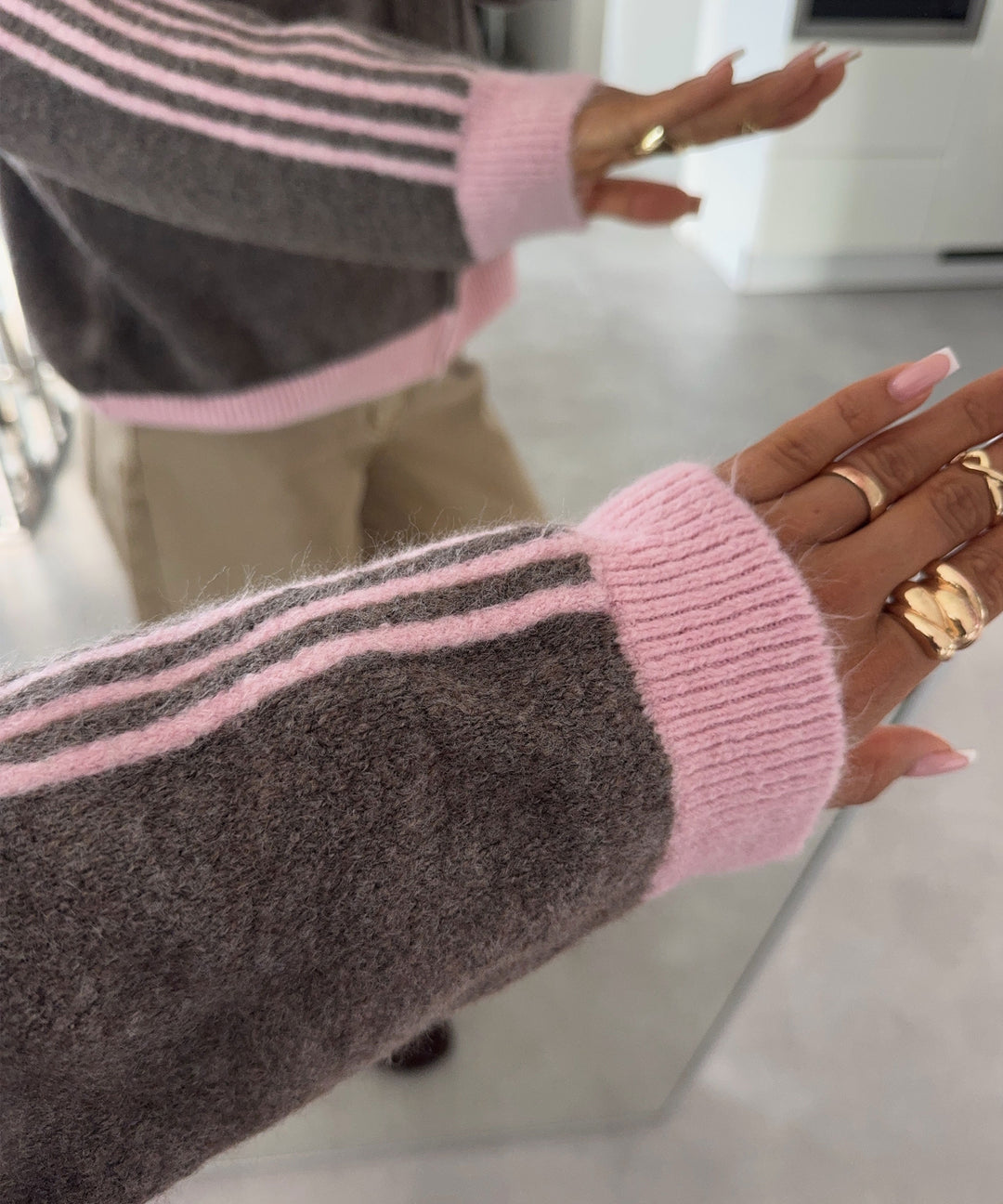 Maglione Donna con Zip e Collo Alto a Coste
