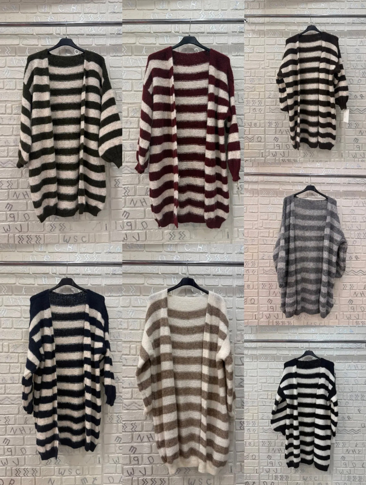 Cardigan lungo a righe in maglia morbida – Taglia Unica