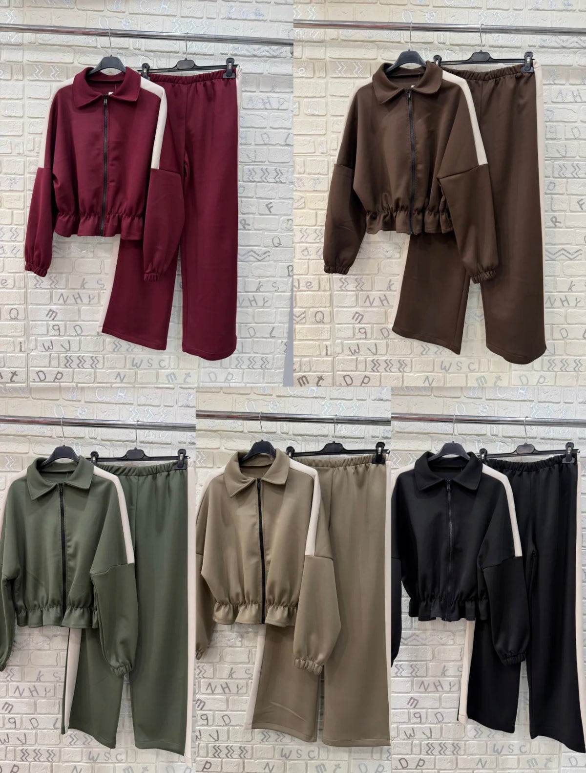 Completo Donna Due Pezzi con Giacca Zip e Pantalone a Gamba Larga – Taglia Unica