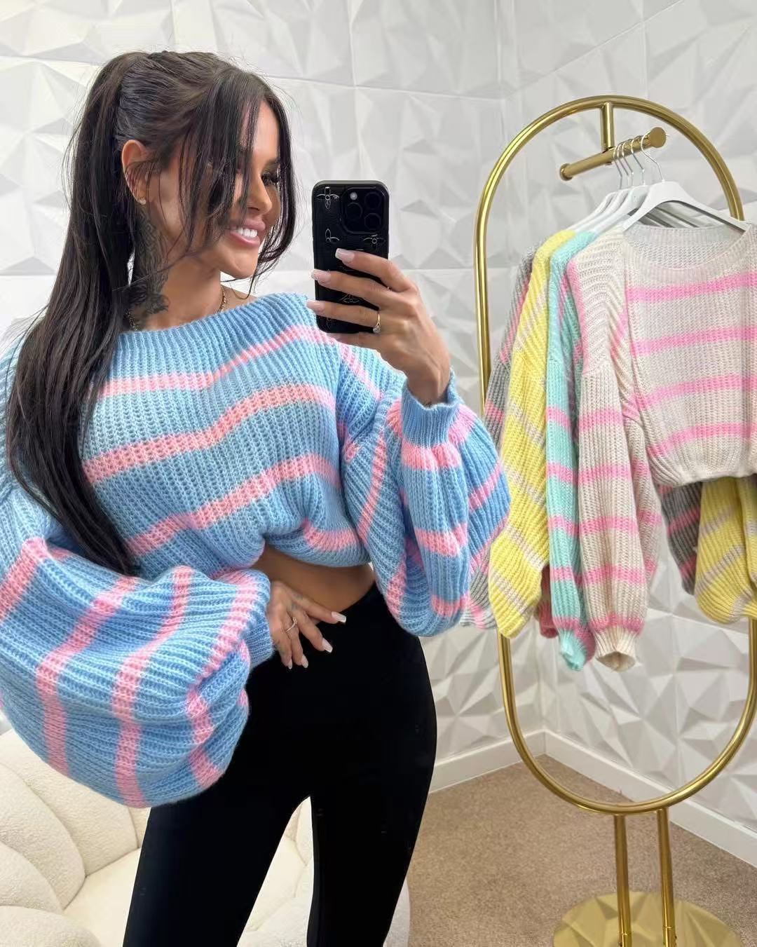 Maglione Donna Oversize a Righe Pastello – Taglia Unica