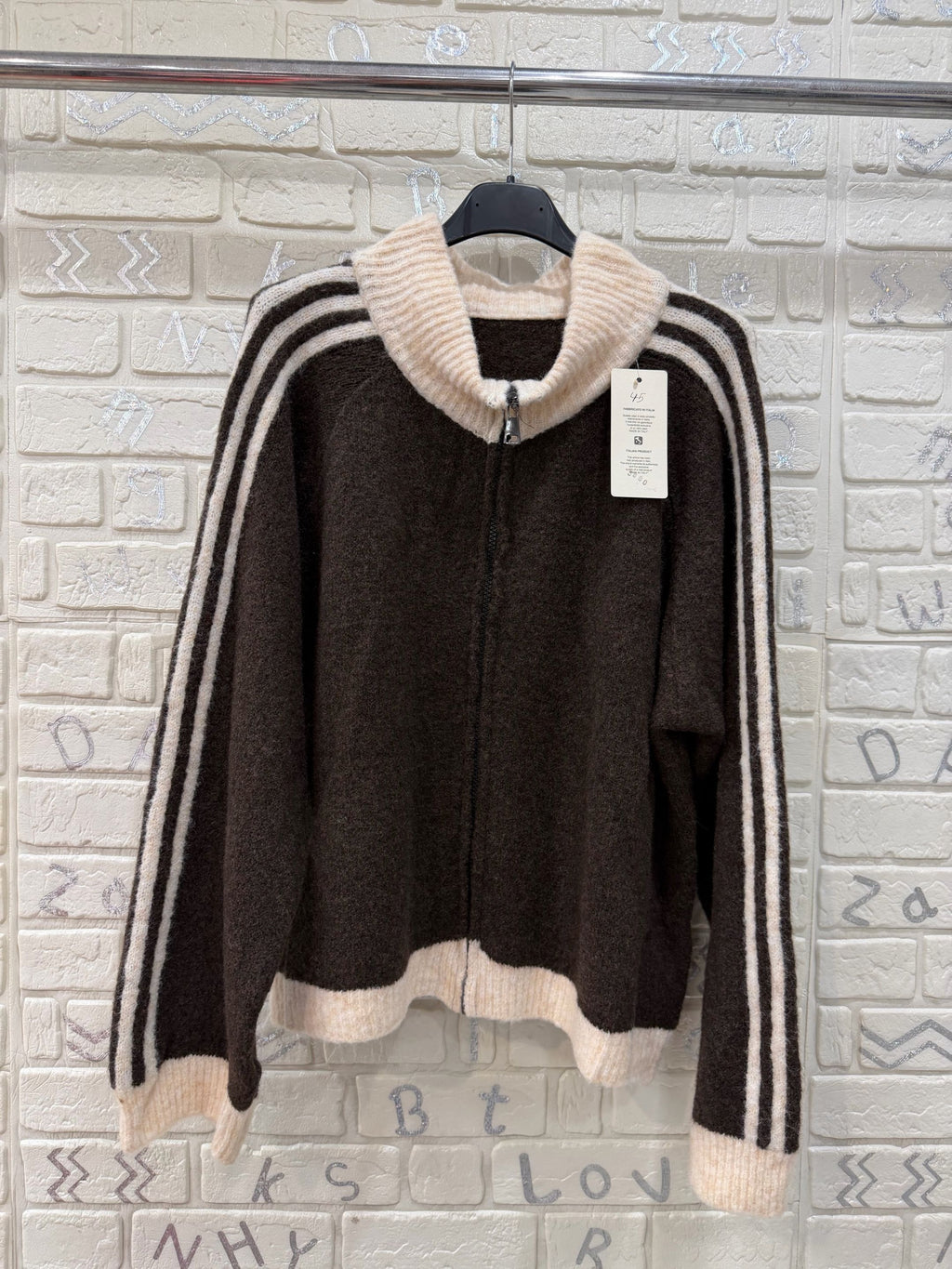 Maglione Donna con Zip e Collo Alto a Coste