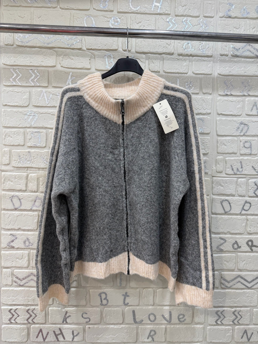 Maglione Donna con Zip e Collo Alto a Coste