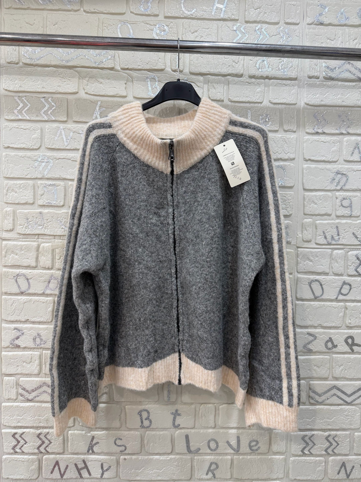 Maglione Donna con Zip e Collo Alto a Coste