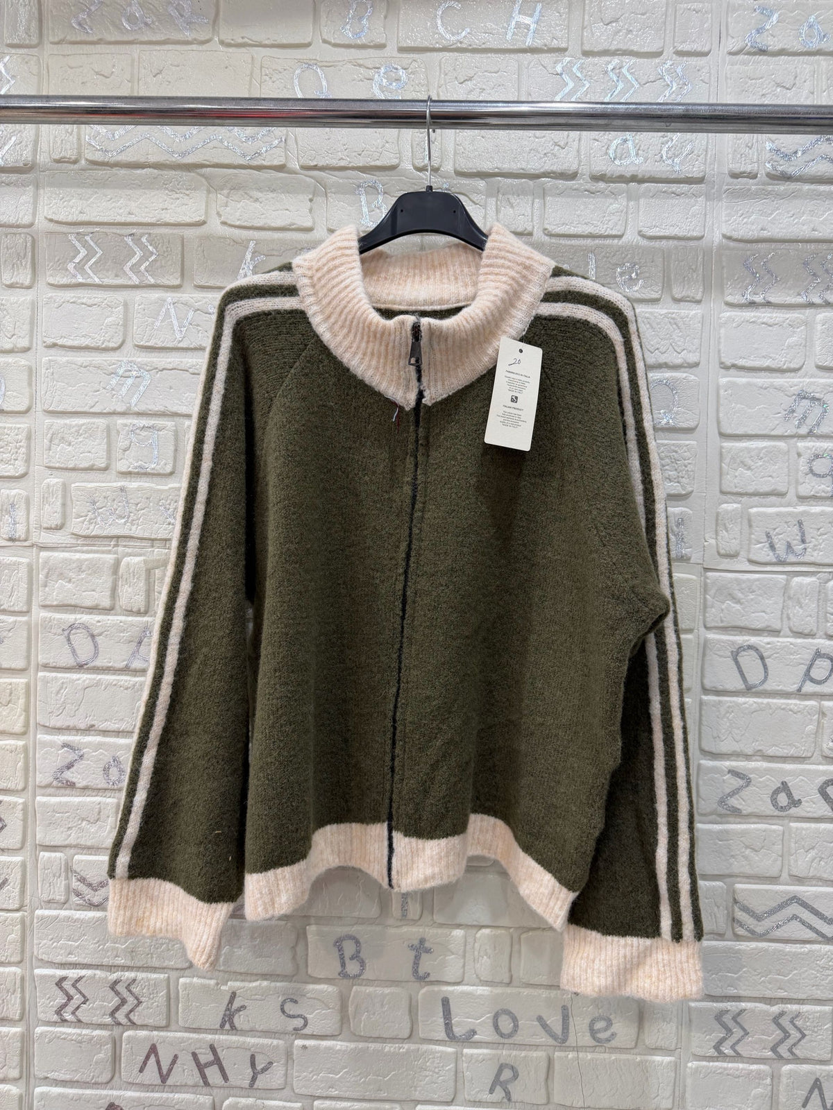 Maglione Donna con Zip e Collo Alto a Coste