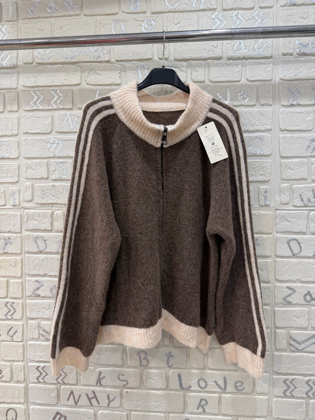 Maglione Donna con Zip e Collo Alto a Coste