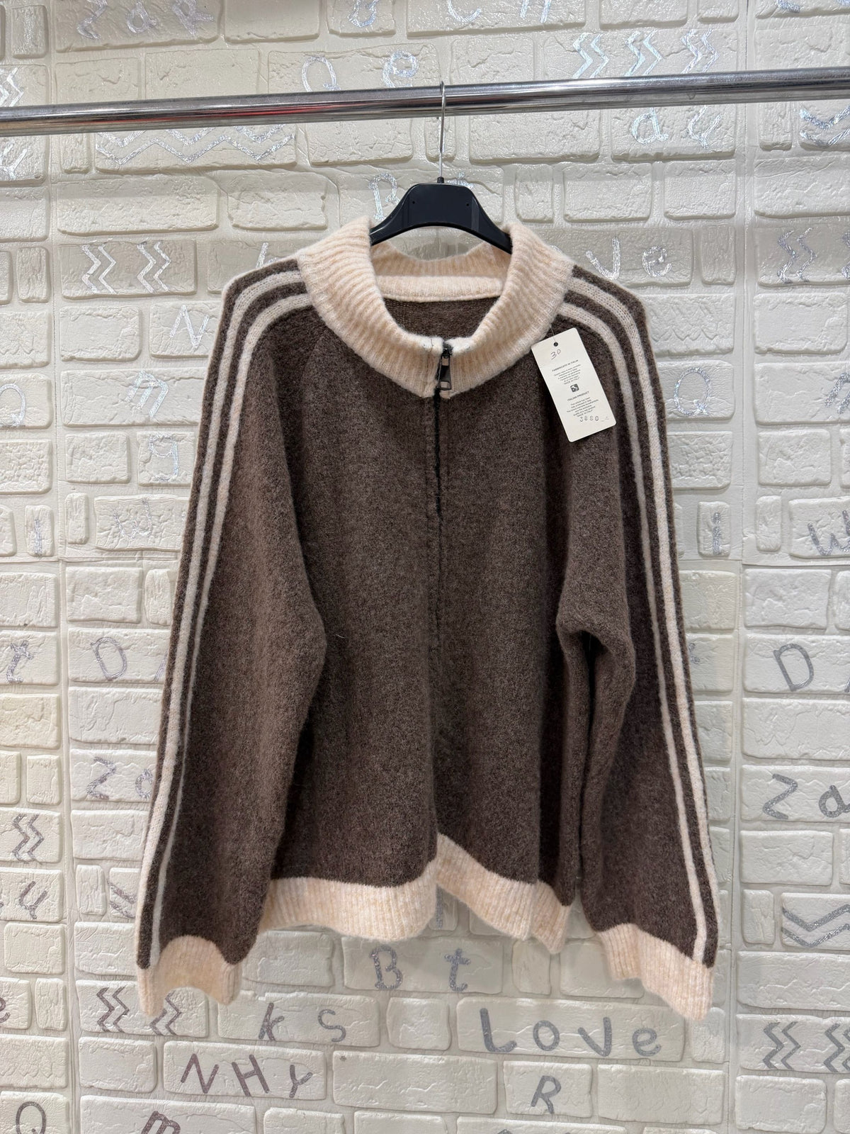 Maglione Donna con Zip e Collo Alto a Coste