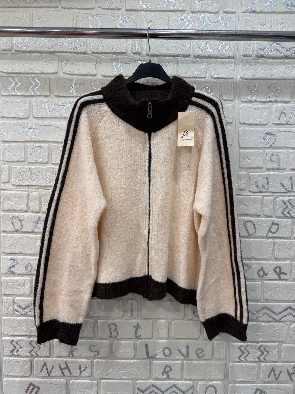 Maglione Donna con Zip e Collo Alto a Coste