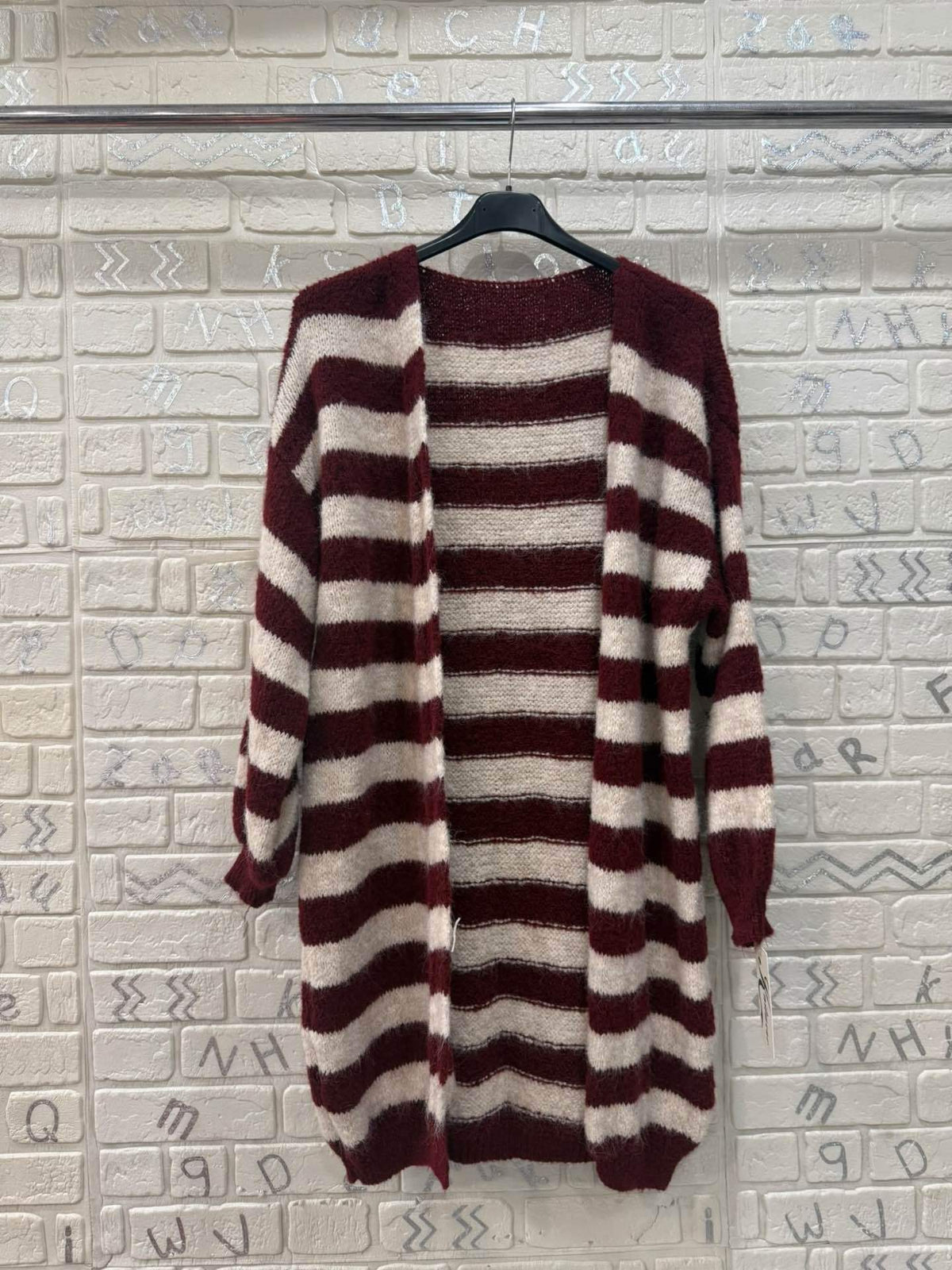 Cardigan lungo a righe in maglia morbida – Taglia Unica