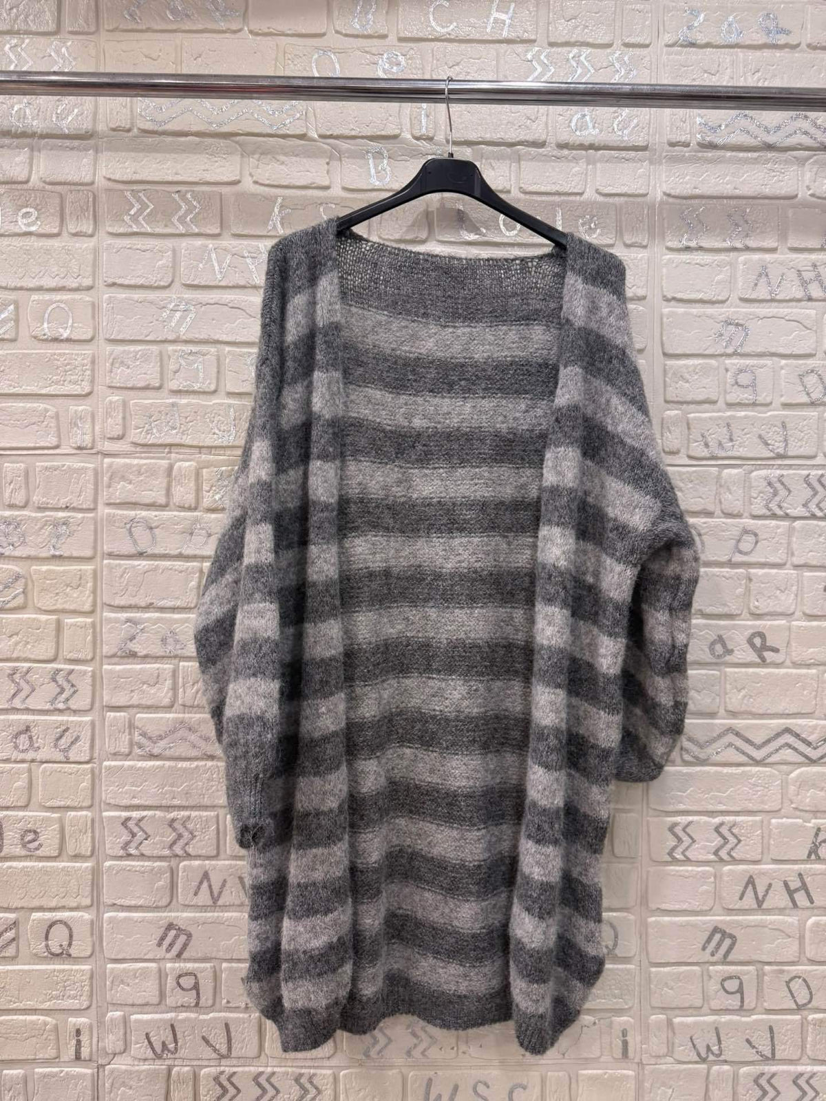 Cardigan lungo a righe in maglia morbida – Taglia Unica