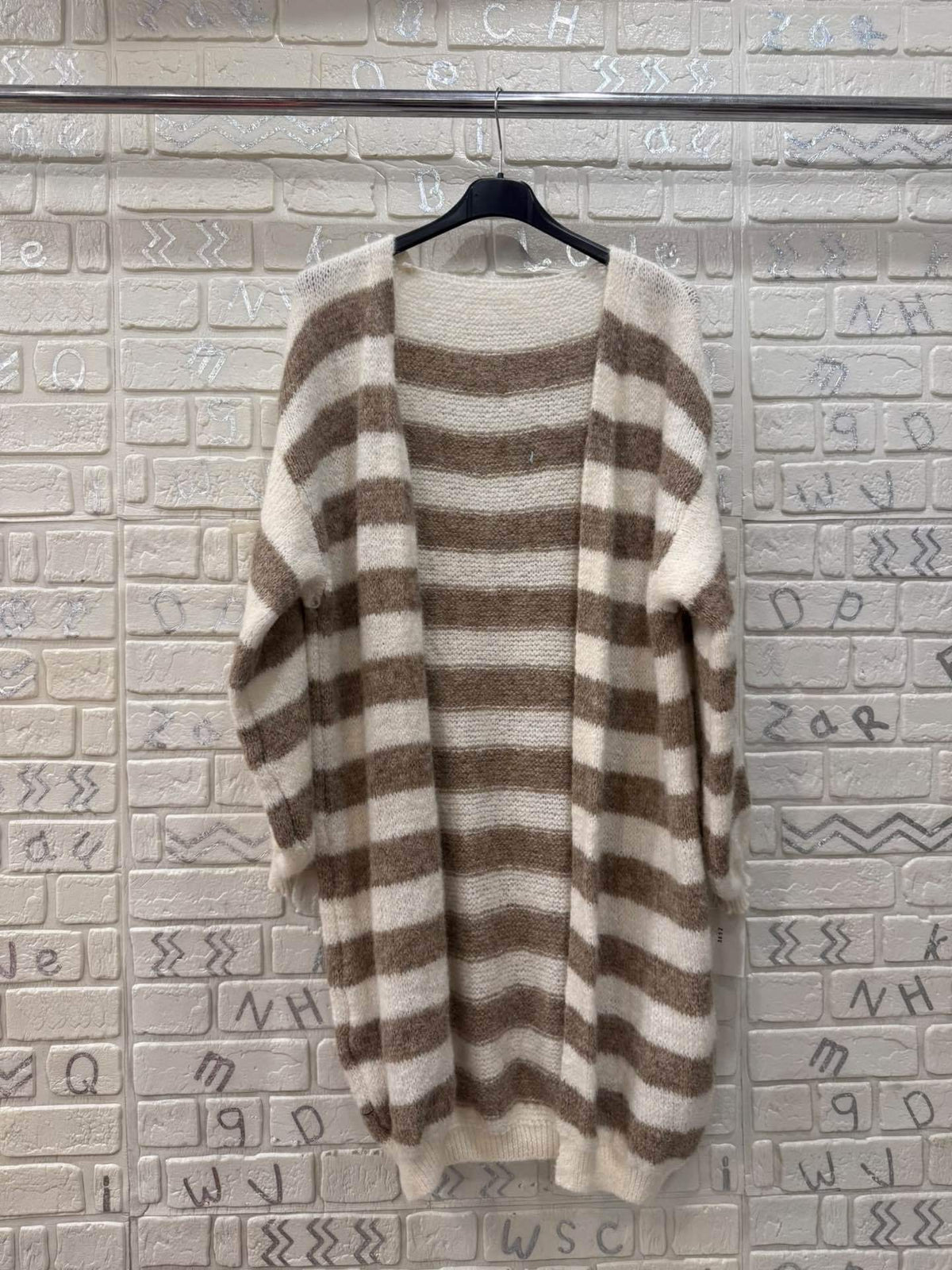 Cardigan lungo a righe in maglia morbida – Taglia Unica