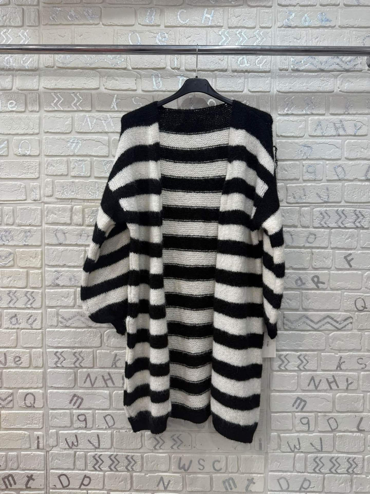 Cardigan lungo a righe in maglia morbida – Taglia Unica