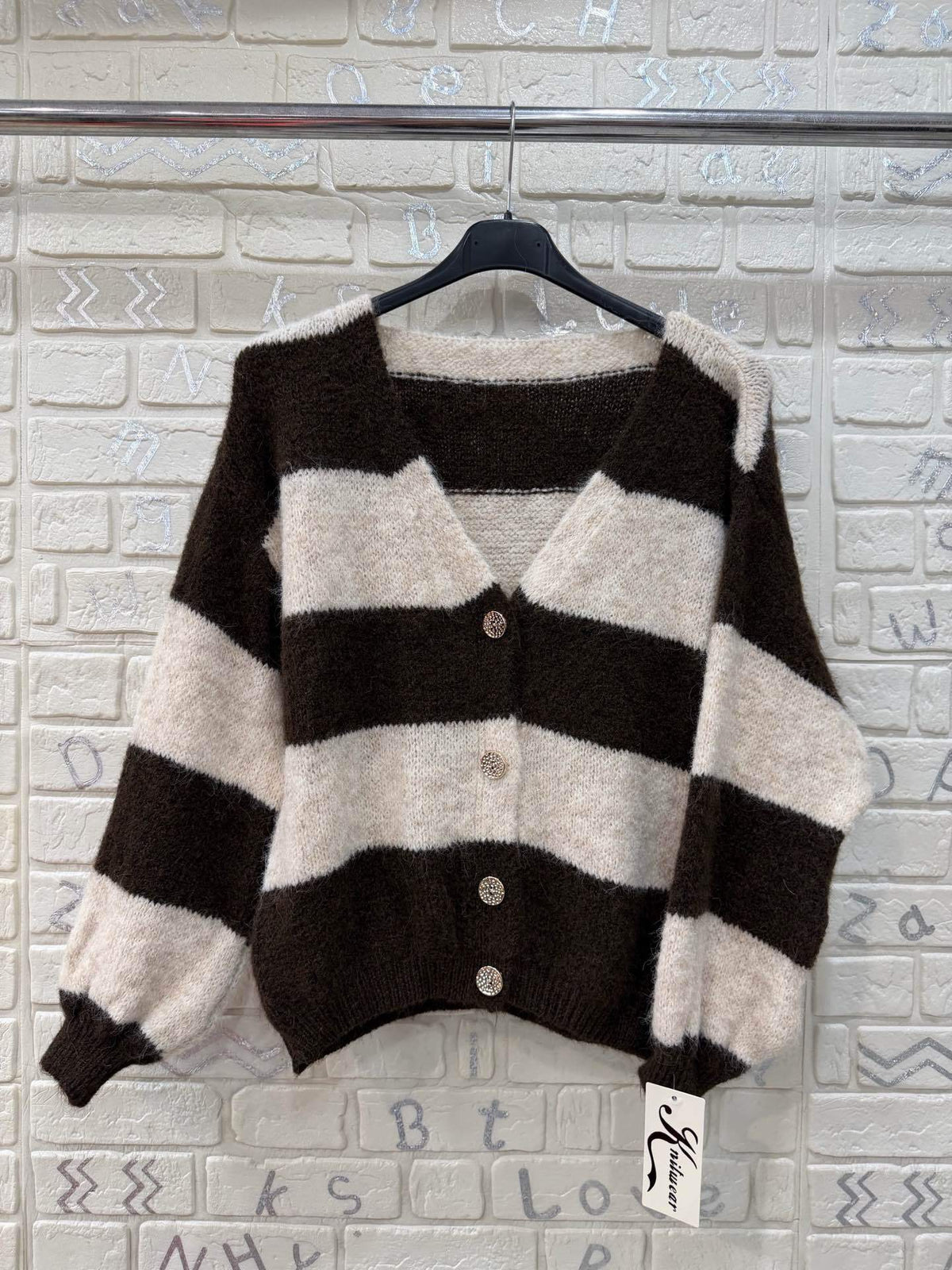 Cardigan Donna a Righe Morbide – Taglia Unica, Vestibilità Comoda