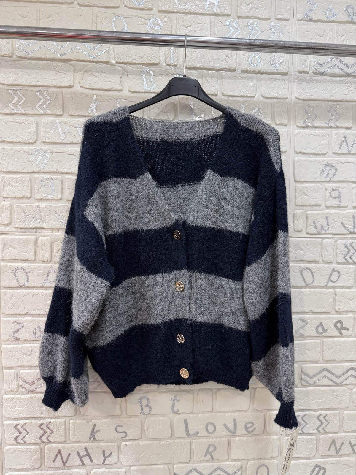 Cardigan Donna a Righe Morbide – Taglia Unica, Vestibilità Comoda