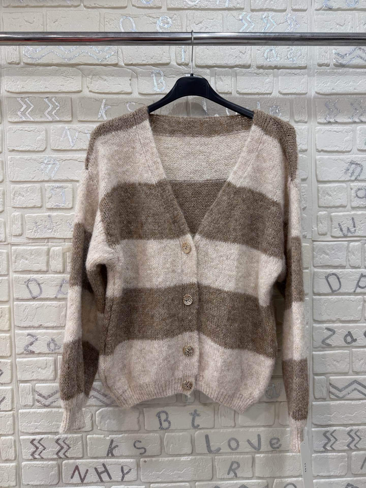 Cardigan Donna a Righe Morbide – Taglia Unica, Vestibilità Comoda